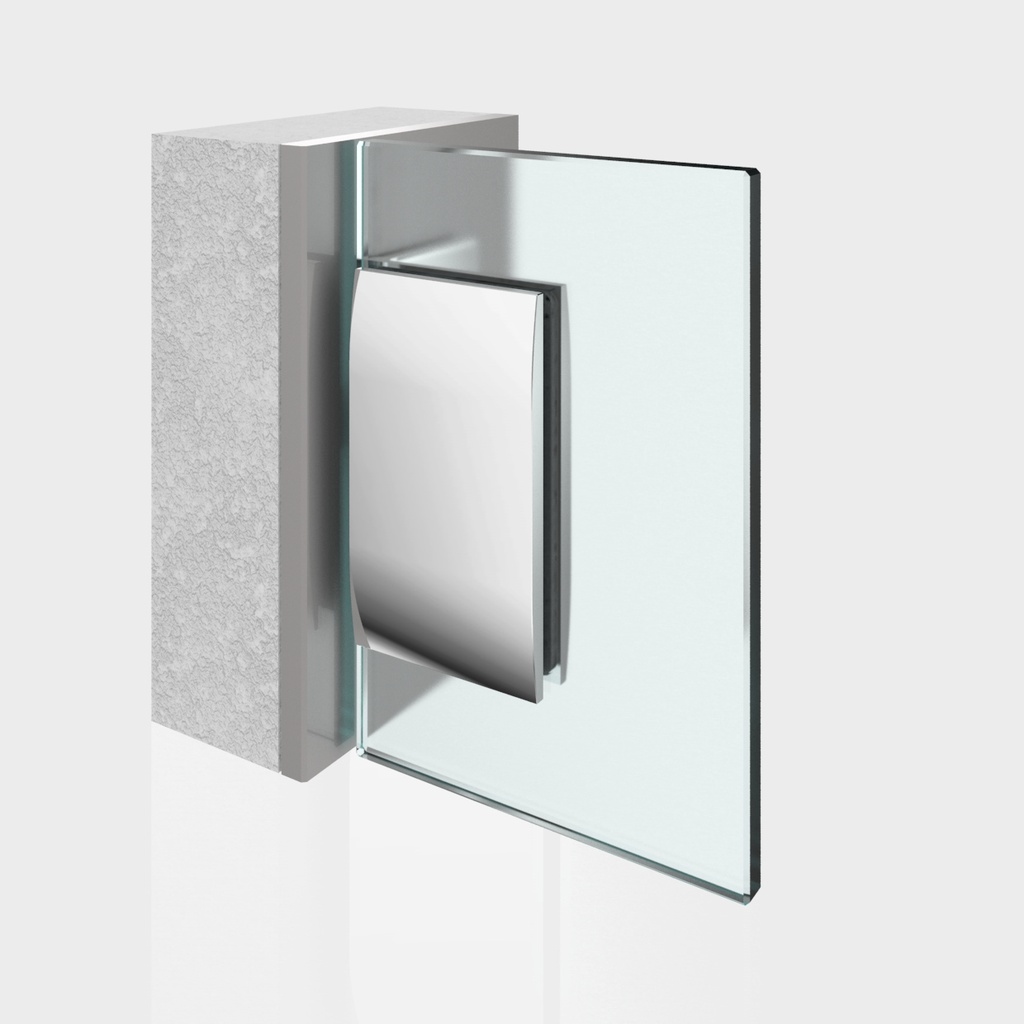 Winkelverbinder Pontere Glas Wand 90° starr Langlochverstellung
mattverchromt für Glasstärke 8/10mm Tragfähigkeit bei 2 Bänder 50kg