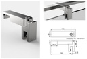 T-Stück glanzverchromt Eckig Glasstärke 6mm bis 10mm(T-Stück für verstellbare Stabilisationsstangen glanzverchromt Eckig)