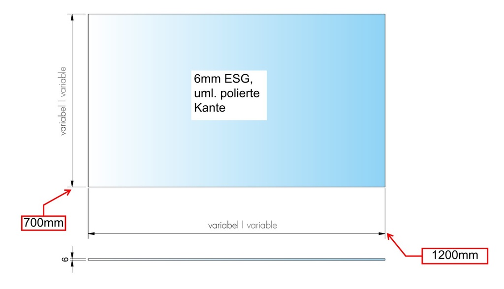 Schutzverglasung inkl. Konstruktion aus Edelstahl ohne Durchreiche 1200mm x  700mm