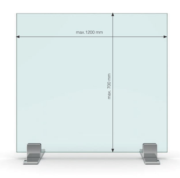 Schutzverglasung inkl. Konstruktion aus Edelstahloptik ohne Durchreiche 1200mm x  700mm