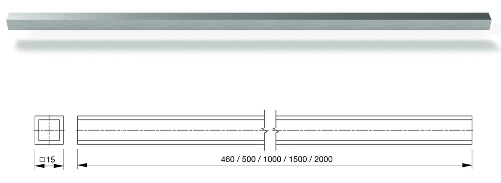 Stabilisationsstange, Eckig Edelstahloptik 460mm Lang