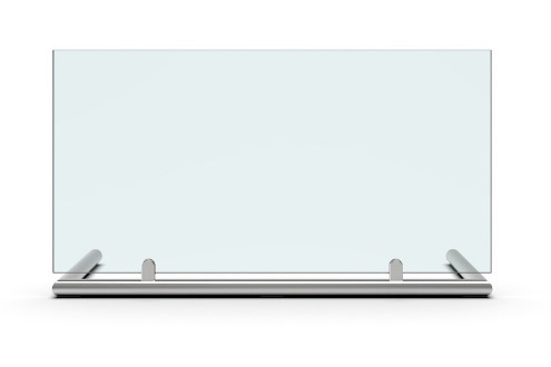 [schutzver-02] Schutzverglasung inkl. Konstruktion aus Edelstahl Rund ohne Durchreiche 900mm x 550mm